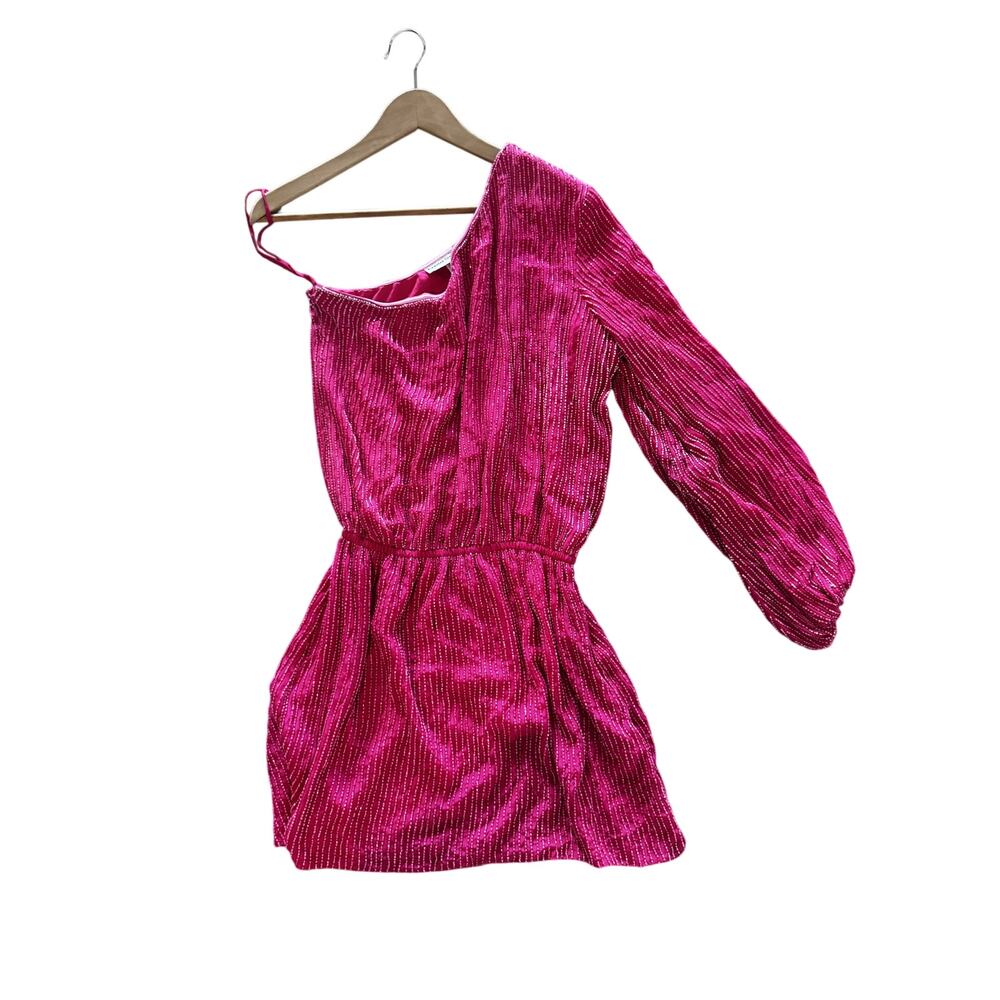 Karina Grimaldi Pink Metallic Pleated Mini Dress Women's Size Medium